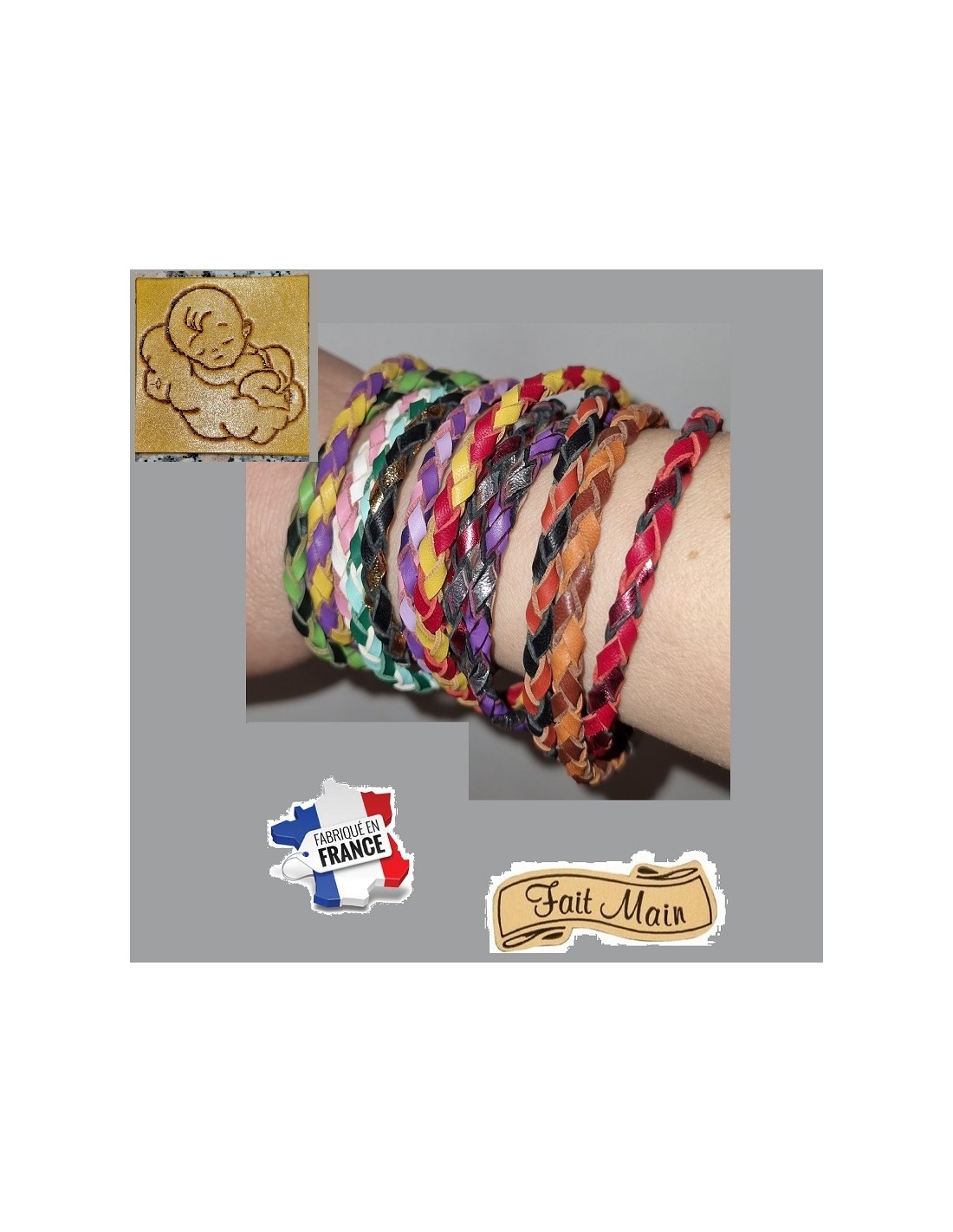 Bracelet Tress Rond En Cuir Enfant Ligne Droite